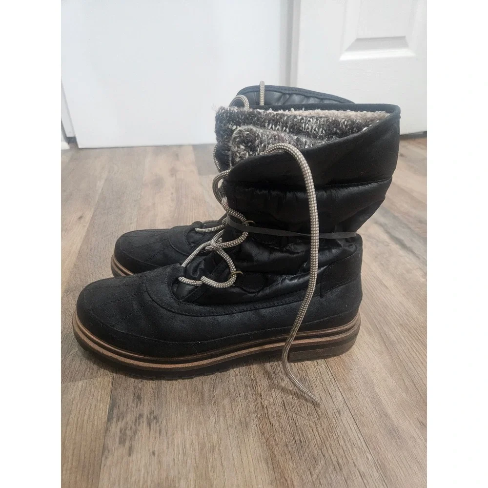 Dansko Women Natalie Black Lace Up Winter‎ Snow Boots Faux Fur Lined Size 11M